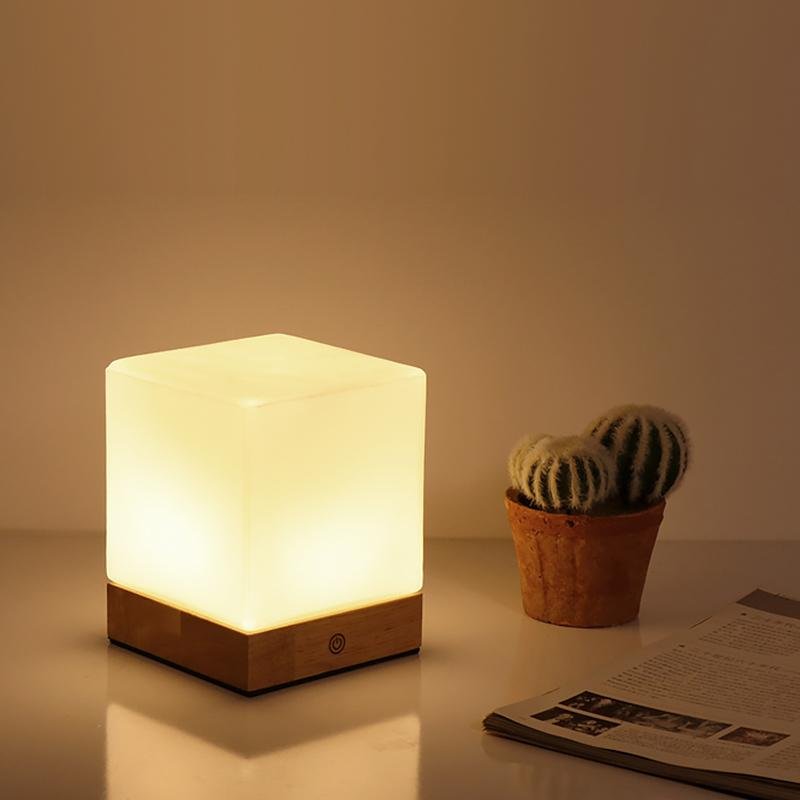 Square Wood Cube LED Table Lamp - view 5