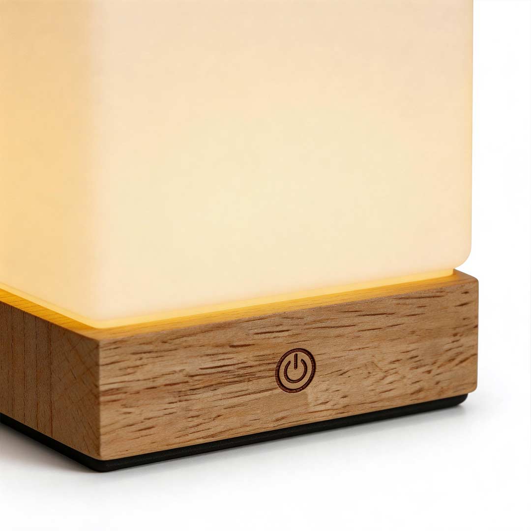 Bloc Wood Cube Table Lamp (6")