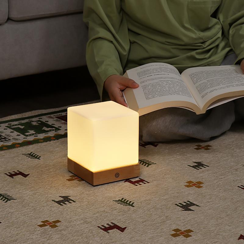 Square Wood Cube LED Table Lamp - view 6