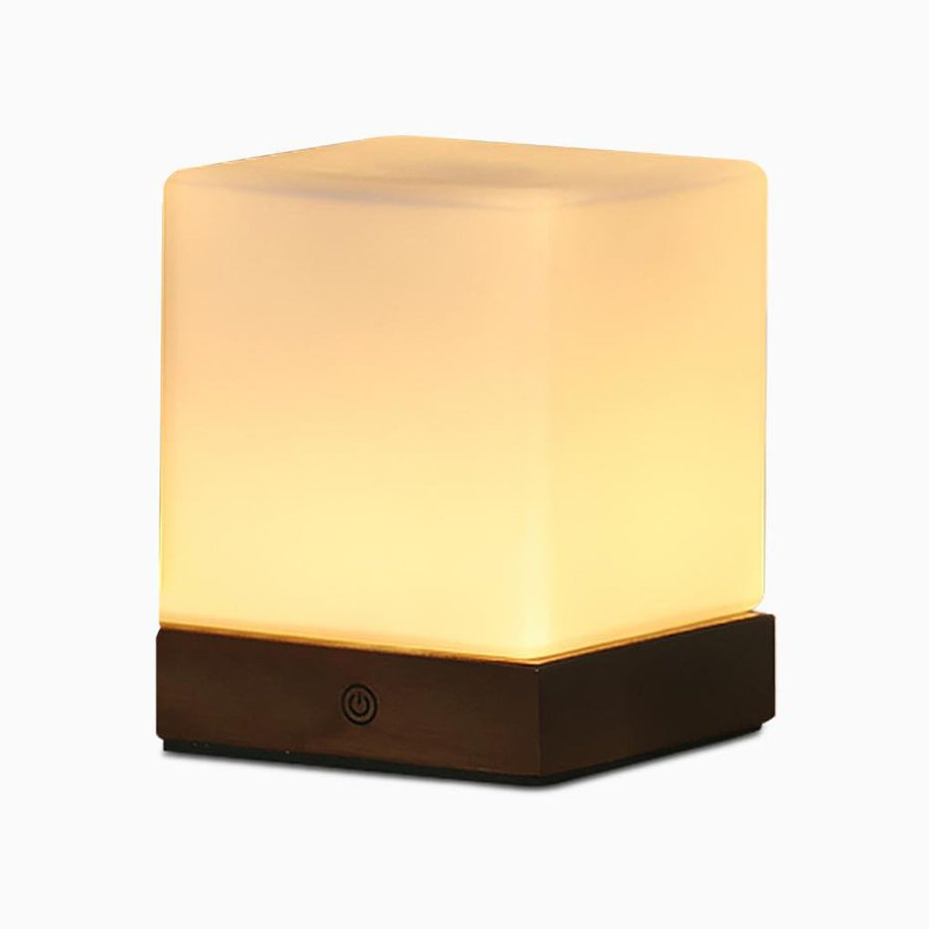 Bloc Wood Cube Table Lamp (6")