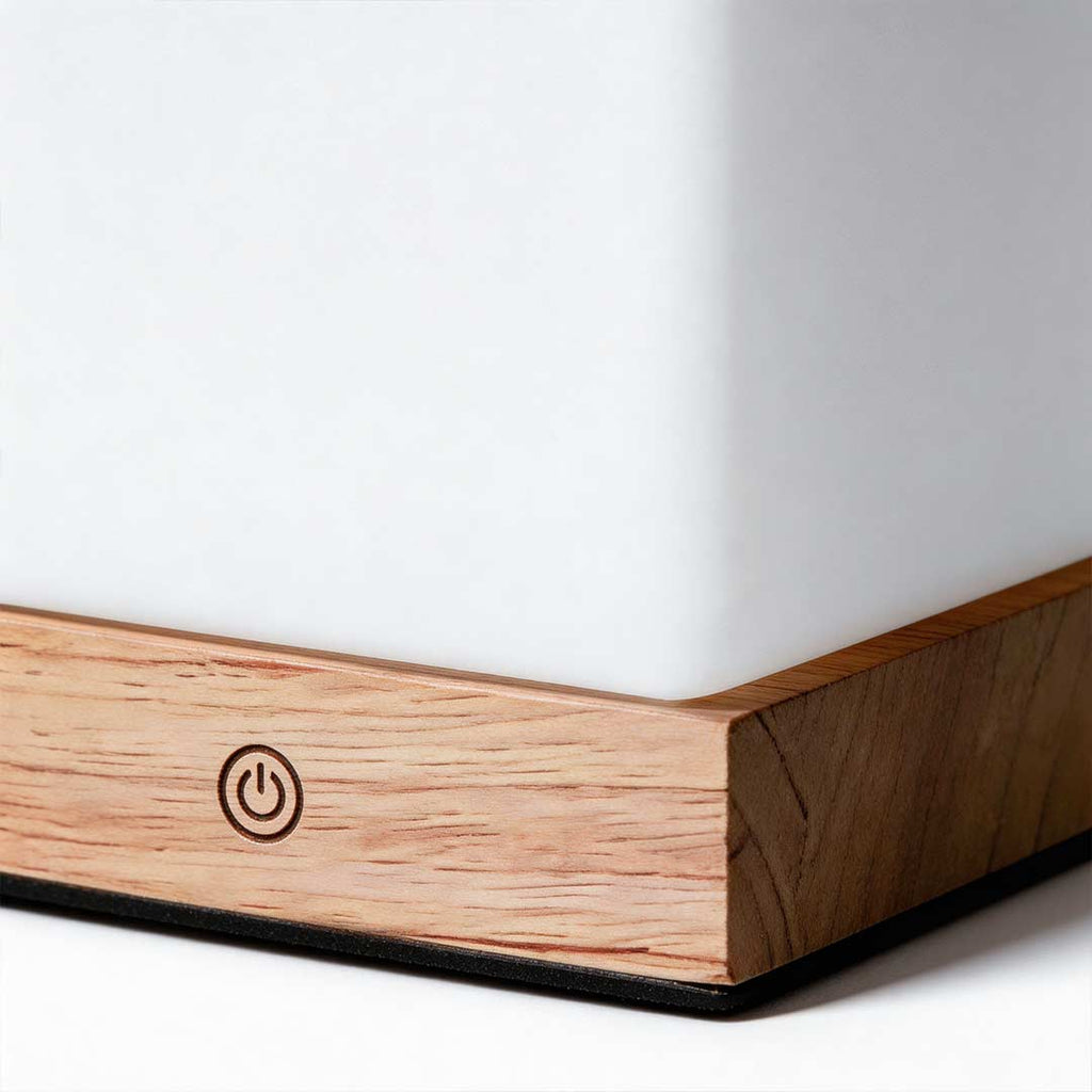 Bloc Wood Cube Table Lamp (6")