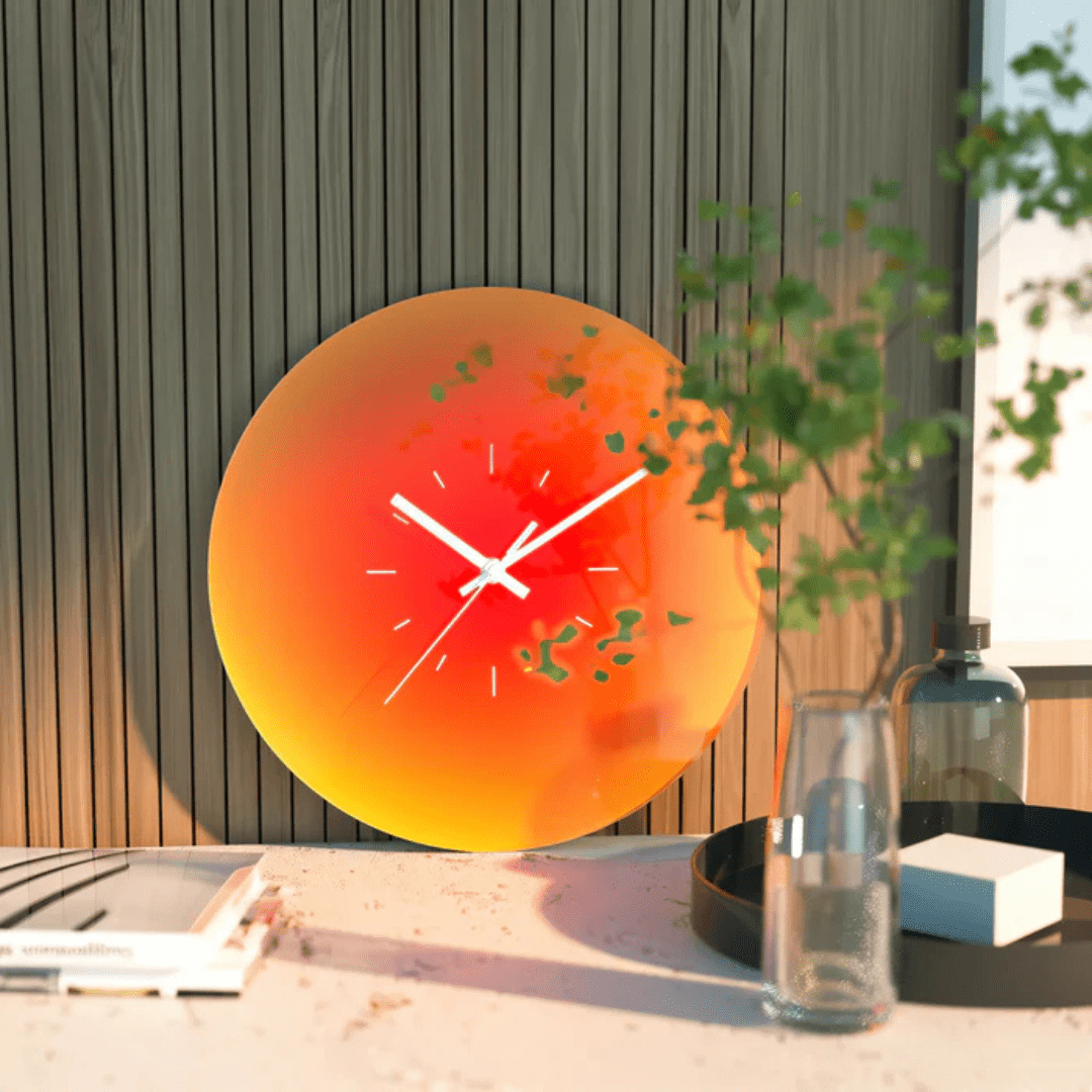 Sunset Glass Wall Clock | Modern Gradient Design - LivingLX
