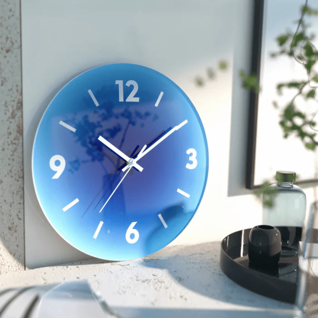 Sunset Glass Wall Clock | Modern Gradient Design - LivingLX