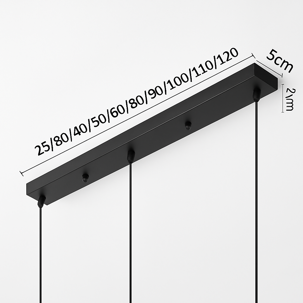 Linear Ceiling Canopy for Pendant Lights | 1 to 5 Hole Rectangular Base