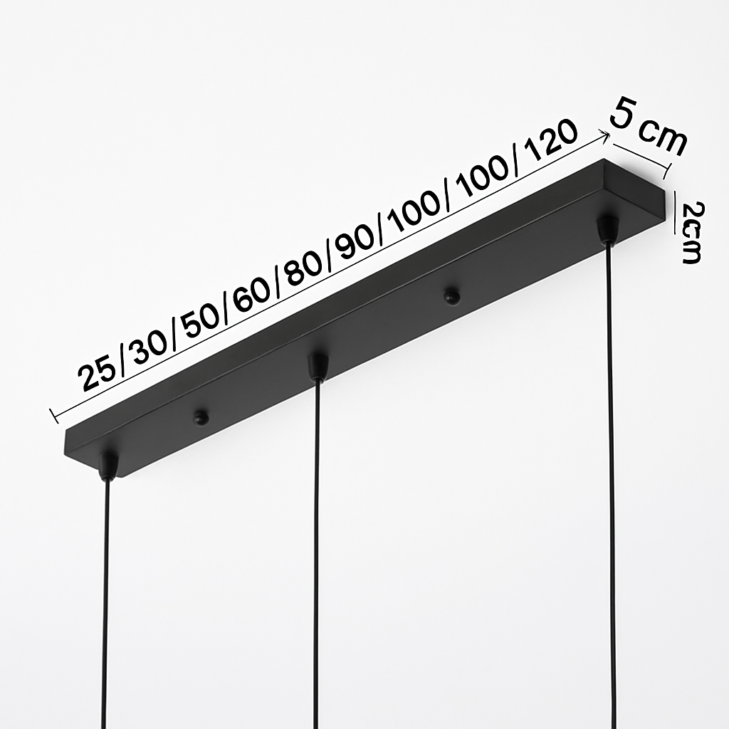 Linear Ceiling Canopy for Pendant Lights | 1 to 5 Hole Rectangular Base
