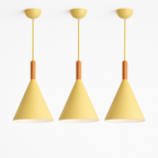 Bar Colorful Cone Pendant Light | Metal Shade with Wood Stem