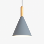 Bar Colorful Cone Pendant Light | Metal Shade with Wood Stem