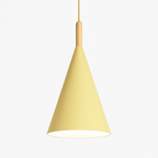 Bar Colorful Cone Pendant Light | Metal Shade with Wood Stem