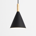 Bar Colorful Cone Pendant Light | Metal Shade with Wood Stem