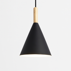 Bar Colorful Cone Pendant Light | Metal Shade with Wood Stem