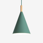 Bar Colorful Cone Pendant Light | Metal Shade with Wood Stem