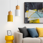 Pico Wood & Aluminum Cylinder Pendant | Mini Kitchen Island Light