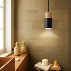 Pico Wood & Aluminum Cylinder Pendant | Mini Kitchen Island Light