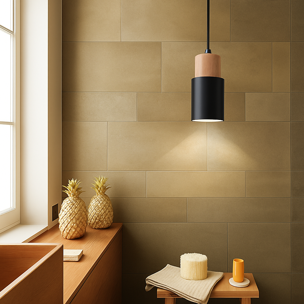 Pico Wood & Aluminum Cylinder Pendant | Mini Kitchen Island Light