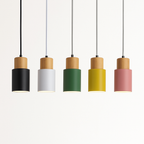 Pico Wood & Aluminum Cylinder Pendant | Mini Kitchen Island Light