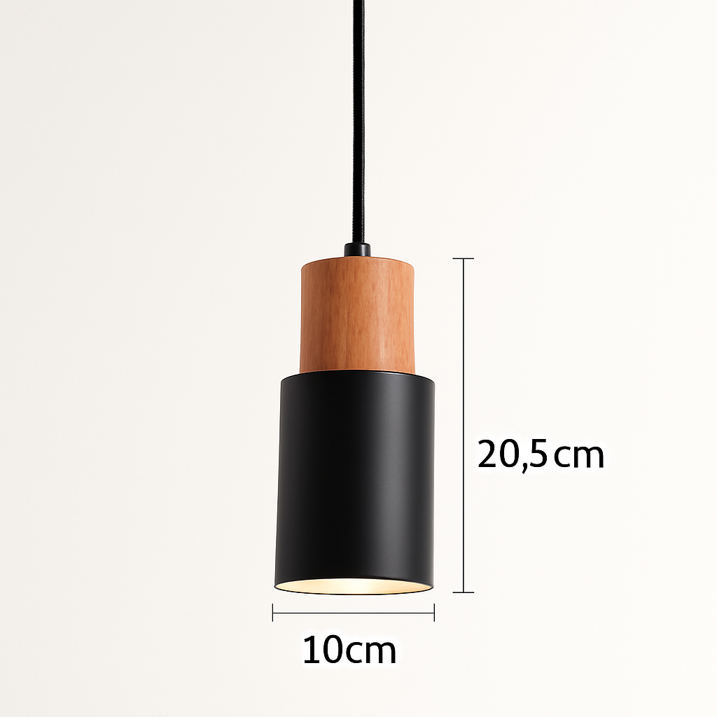 Pico Wood & Aluminum Cylinder Pendant | Mini Kitchen Island Light
