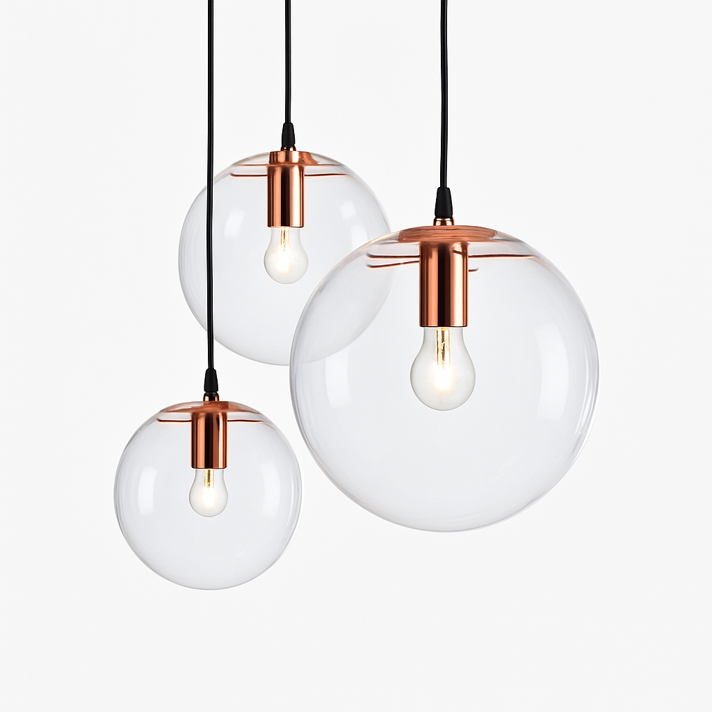 Luna Glass Globe Pendant Light | Rose Gold or Black