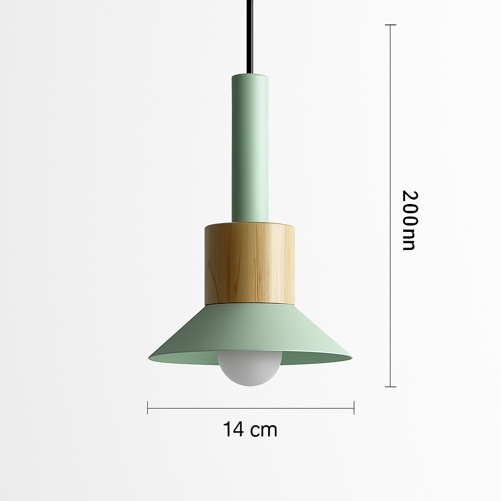 Window Wood & Metal Pendant Light | Colorful Mini Kitchen Island & Bedroom Hanging Lamp (3 Shapes)