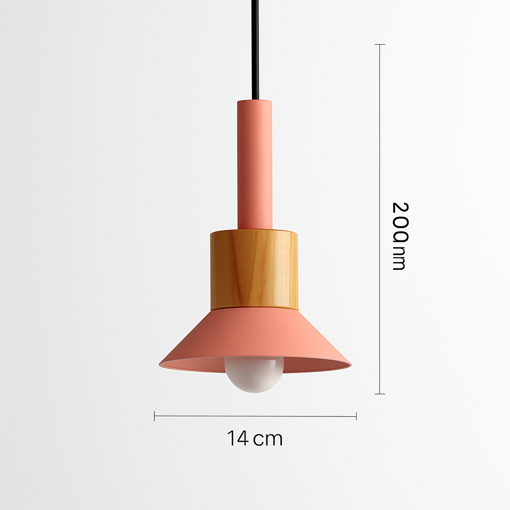 Window Wood & Metal Pendant Light | Colorful Mini Kitchen Island & Bedroom Hanging Lamp (3 Shapes)