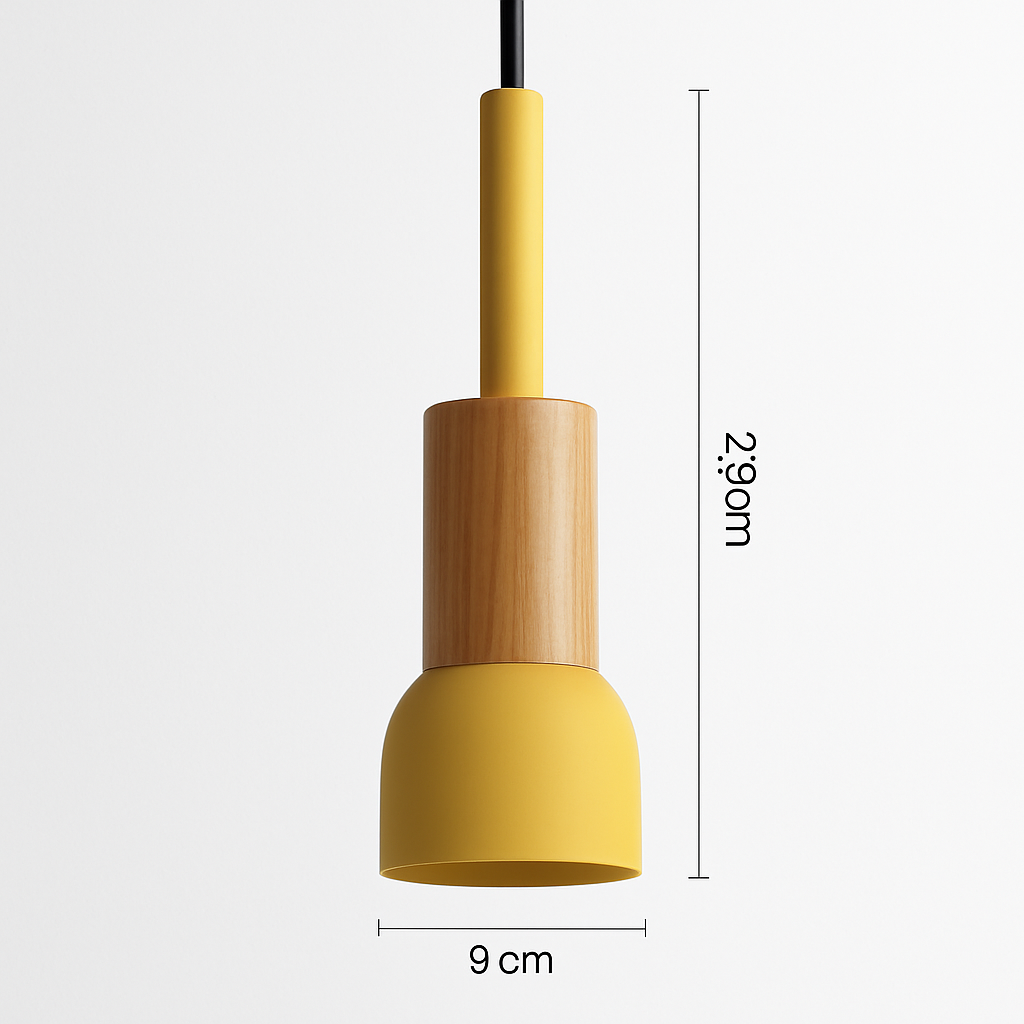 Window Wood & Metal Pendant Light | Colorful Mini Kitchen Island & Bedroom Hanging Lamp (3 Shapes)