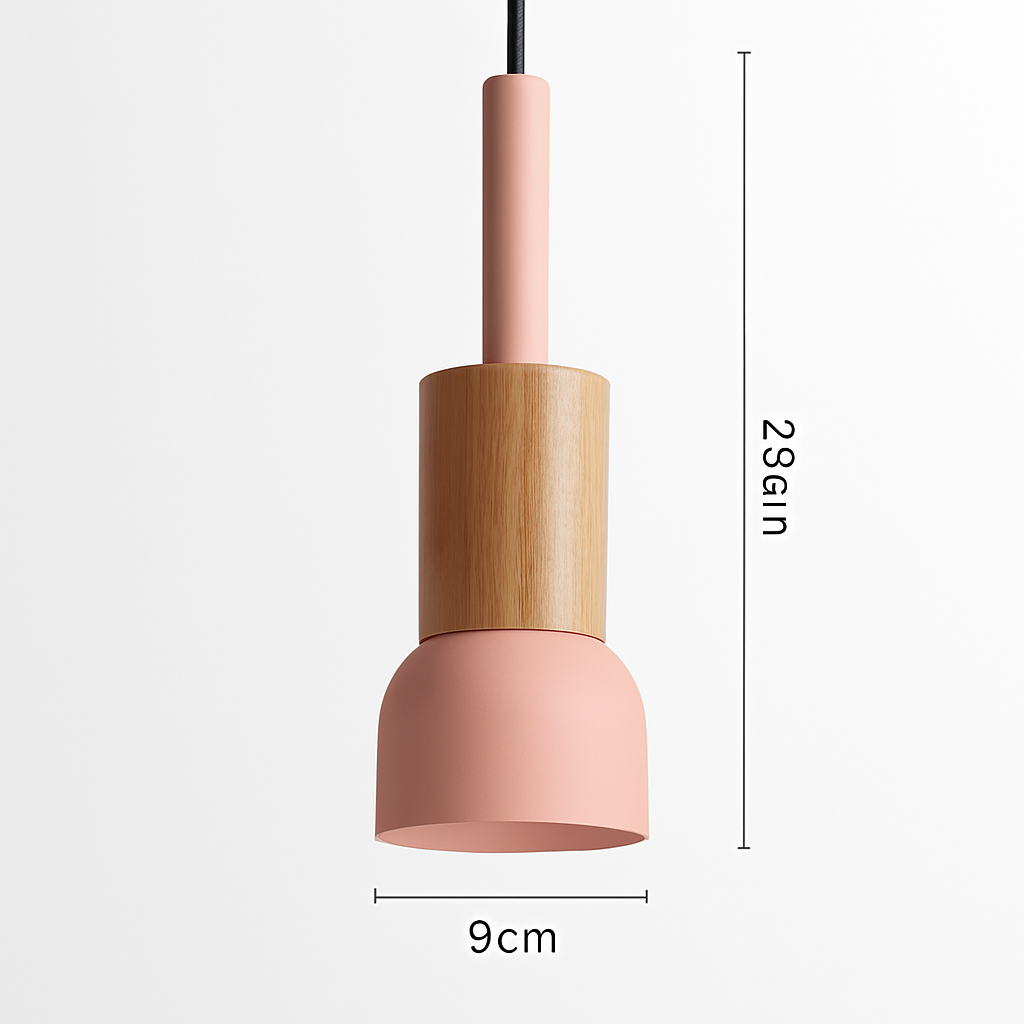 Window Wood & Metal Pendant Light | Colorful Mini Kitchen Island & Bedroom Hanging Lamp (3 Shapes)