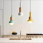 Window Wood & Metal Pendant Light | Colorful Mini Kitchen Island & Bedroom Hanging Lamp (3 Shapes)