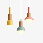Window Wood & Metal Pendant Light | Colorful Mini Kitchen Island & Bedroom Hanging Lamp (3 Shapes)