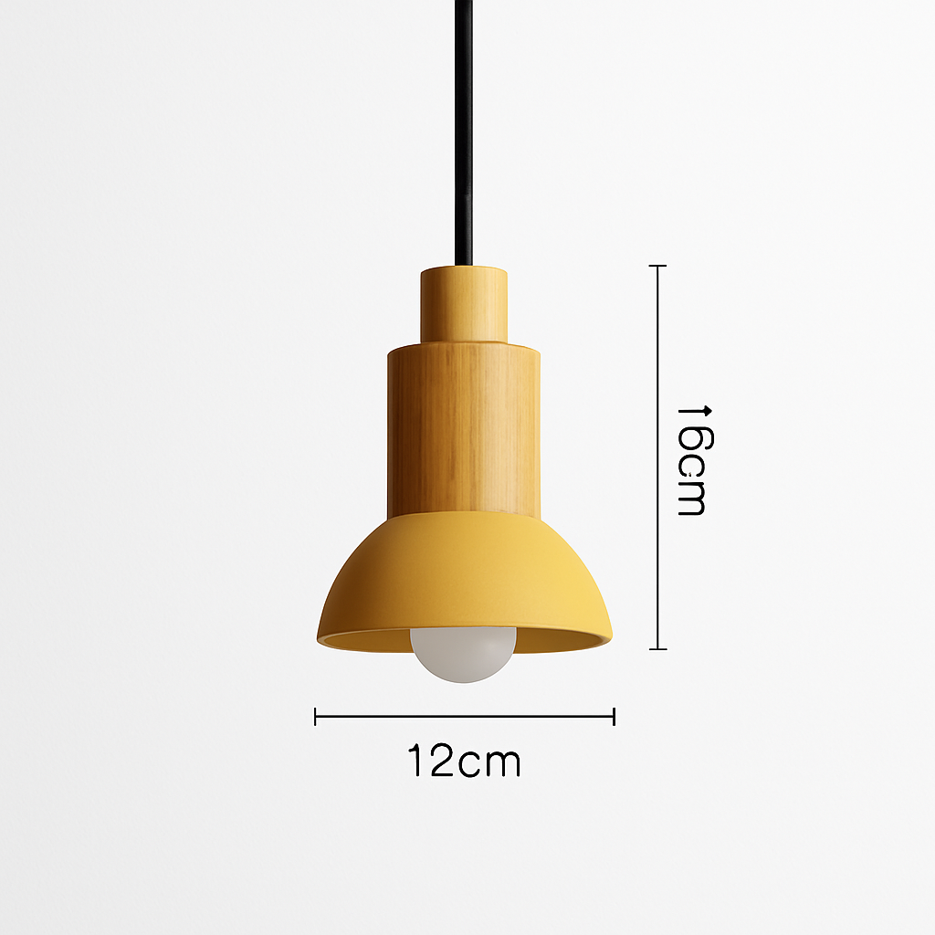 Window Wood & Metal Pendant Light | Colorful Mini Kitchen Island & Bedroom Hanging Lamp (3 Shapes)