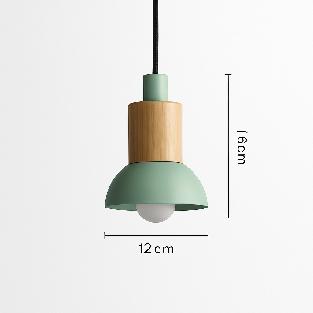Window Wood & Metal Pendant Light | Colorful Mini Kitchen Island & Bedroom Hanging Lamp (3 Shapes)