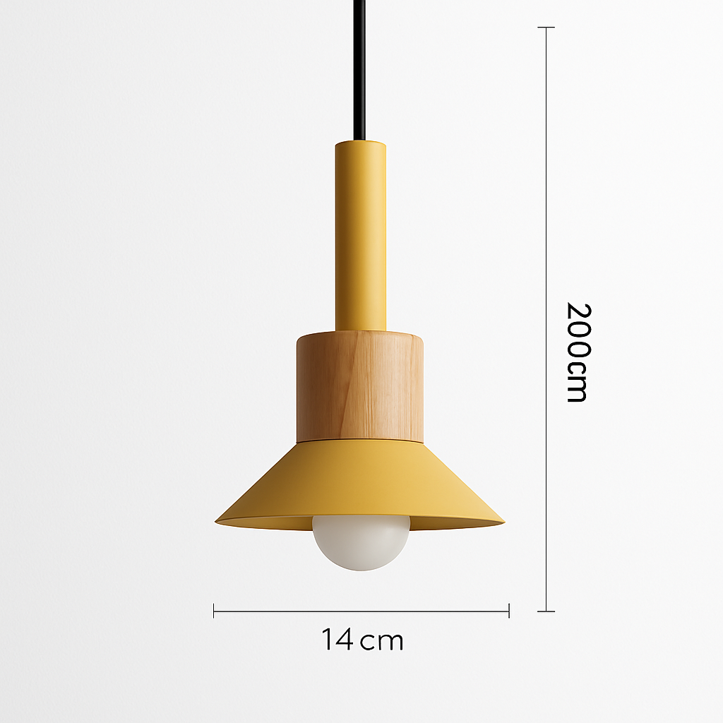 Window Wood & Metal Pendant Light | Colorful Mini Kitchen Island & Bedroom Hanging Lamp (3 Shapes)