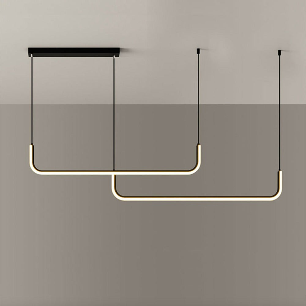 Hang Modern Linear LED Pendant Light | Dimmable Black or Gold Kitchen Island & Dining Table Light