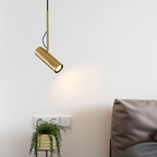 Adjustable Spotlight Pendant Light with Gold Rod | Modern Minimalist Kitchen Island & Bedside Hanging Light