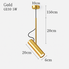 Adjustable Spotlight Pendant Light with Gold Rod | Modern Minimalist Kitchen Island & Bedside Hanging Light