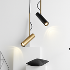 Adjustable Spotlight Pendant Light with Gold Rod | Modern Minimalist Kitchen Island & Bedside Hanging Light
