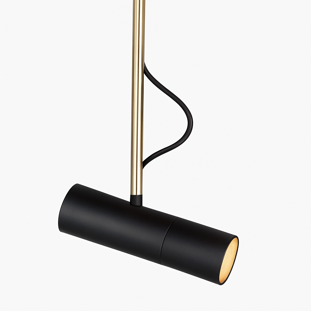 Adjustable Spotlight Pendant Light with Gold Rod | Modern Minimalist Kitchen Island & Bedside Hanging Light