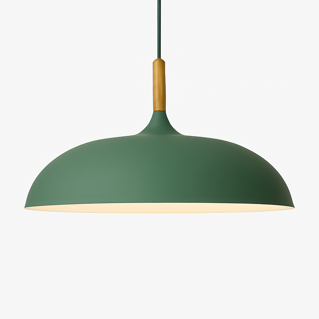Sola Wood & Aluminum Pendant Light | Wide Colorful Shade
