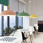Sola Wood & Aluminum Pendant Light | Wide Colorful Shade