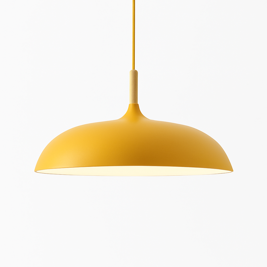 Sola Wood & Aluminum Pendant Light | Wide Colorful Shade