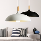 Sola Wood & Aluminum Pendant Light | Wide Colorful Shade