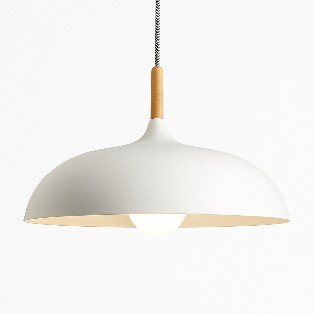 Sola Wood & Aluminum Pendant Light | Wide Colorful Shade