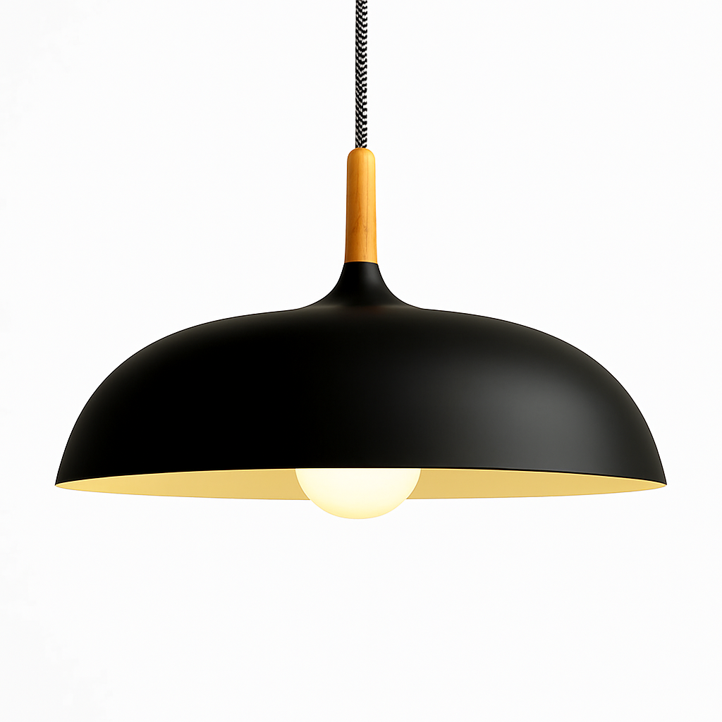 Sola Wood & Aluminum Pendant Light | Wide Colorful Shade