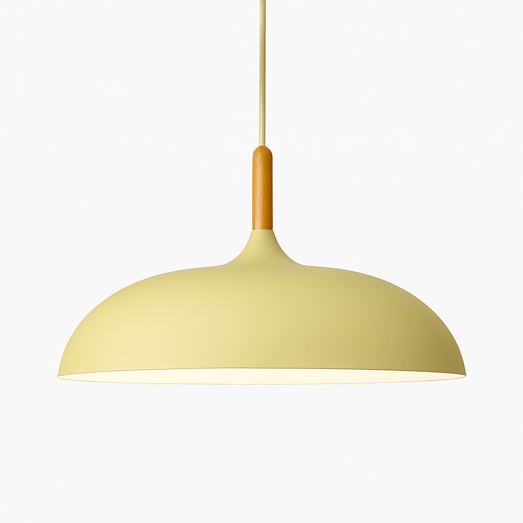 Sola Wood & Aluminum Pendant Light | Wide Colorful Shade