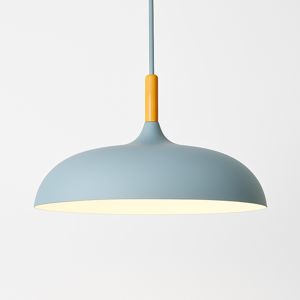 Sola Wood & Aluminum Pendant Light | Wide Colorful Shade