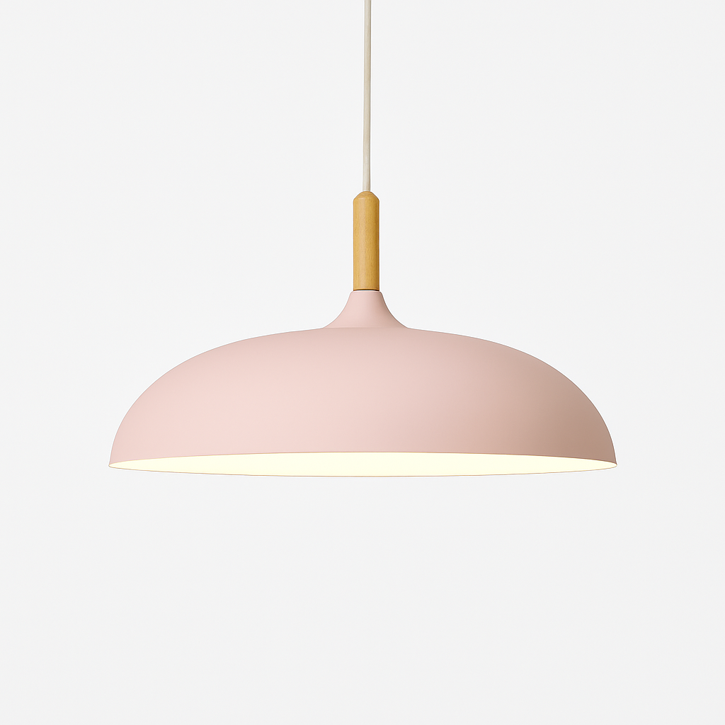 Sola Wood & Aluminum Pendant Light | Wide Colorful Shade
