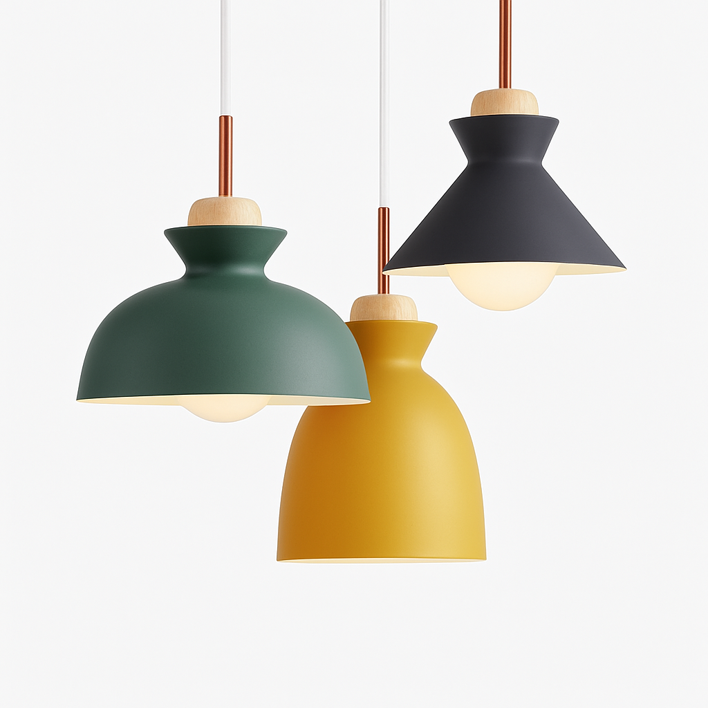 Nordic Metal Pendant Light | Colorful Industrial Kitchen Island & Dining Room Hanging Lamp (3 Shapes)