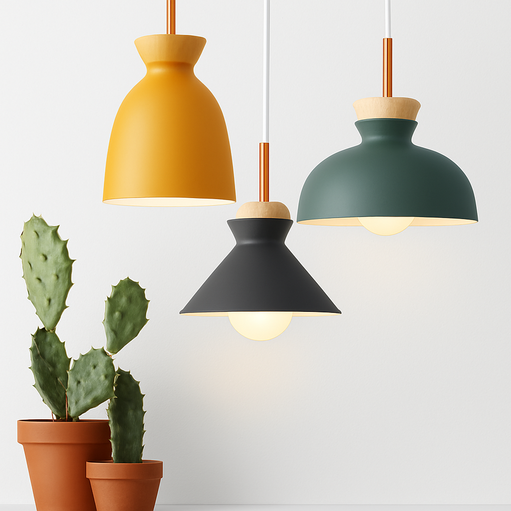 Nordic Metal Pendant Light | Colorful Industrial Kitchen Island & Dining Room Hanging Lamp (3 Shapes)