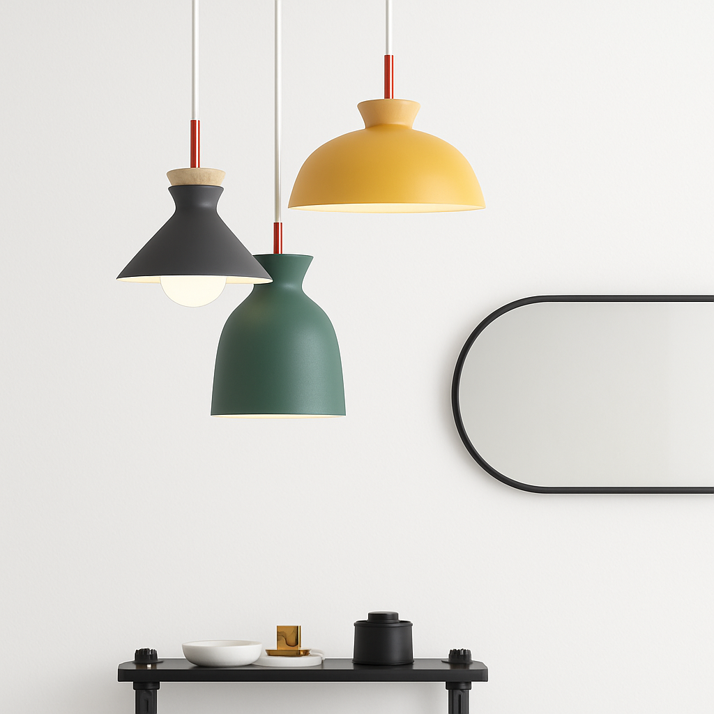 Nordic Metal Pendant Light | Colorful Industrial Kitchen Island & Dining Room Hanging Lamp (3 Shapes)