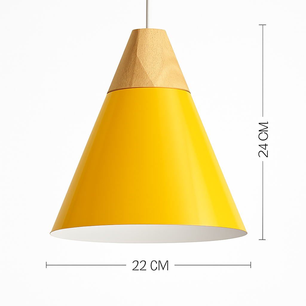 Nordic Colorful Metal & Wood Pendant Light | Cone and Dome Shades