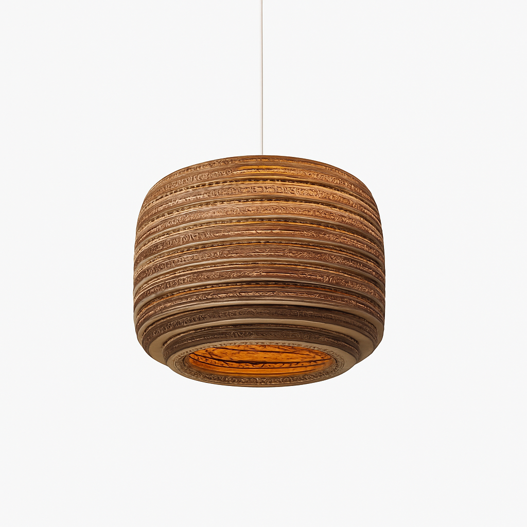 Japandi Paper Pendant Light | Brown Kraft Paper Hanging Lamp in 12 Shapes for Dining & Living Room