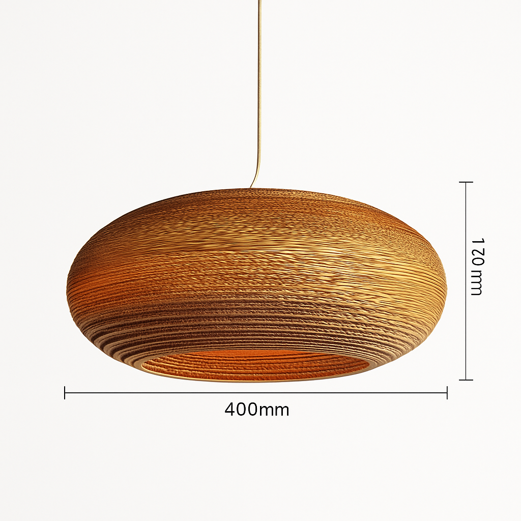 Japandi Paper Pendant Light | Brown Kraft Paper Hanging Lamp in 12 Shapes for Dining & Living Room